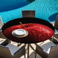 thumbnail image 6 of Red Fruit Round Tablecloth, Fitted Table Cover with Elastic for 55"-60" Round Tables, Modern Minimalist Decor Black Background Table Cloth Outdoor Indoor Dinning Party Waterproof Tablecloths, 6 of 7
