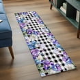 thumbnail image 4 of Spring Flowers Area Rugs Collection 2'x6', Watercolor Blossom Floral Black Plaid Non Slip Indoor Rectangle Throw Runner Rug Floor Mat Carpet for Living Room Dining Table Bedroom Nursery, 4 of 9