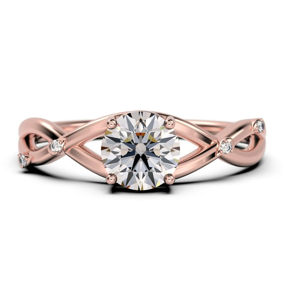 1.10 Carat Round Cut Moissanite & Diamond Engagement Ring in 925 Sterling Silver with 18k Rose Gold Plating
