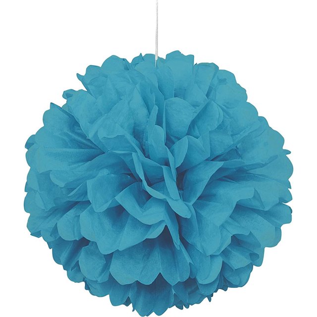 Unique Party - Decoración Colgante Diseño Pom Pom de Pañuelo de Papel (Cerceta)