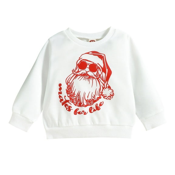 Generic Kids' Holiday Cheer Sweatshirt Toddler Boys Girls Christmas Long Sleeve Santa Prints Pullover T Shirt Sweatshirt Tops Toddler Girl'S Everyday Hooded Sweatshirt