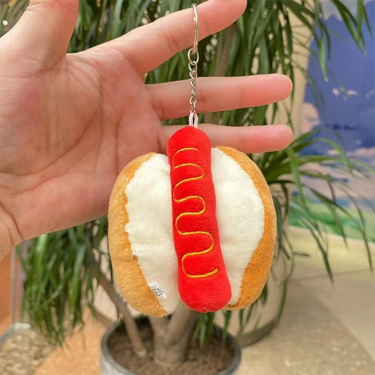 My Miniature Kitchen Realistic Handmade Hot Dog Keychain, Durable Clip on Lobster Clasp, Fast Food Themed Gifts for Foodies, Novelty Hot Dog Lover Gift Ideas for Men