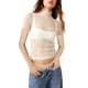 thumbnail image 2 of Top de manga corta de malla para mujer - Blusa transparente con cuello alto y bordado de lunares - Camiseta versátil informal/de fiesta - Tallas S-XL, 2 of 5