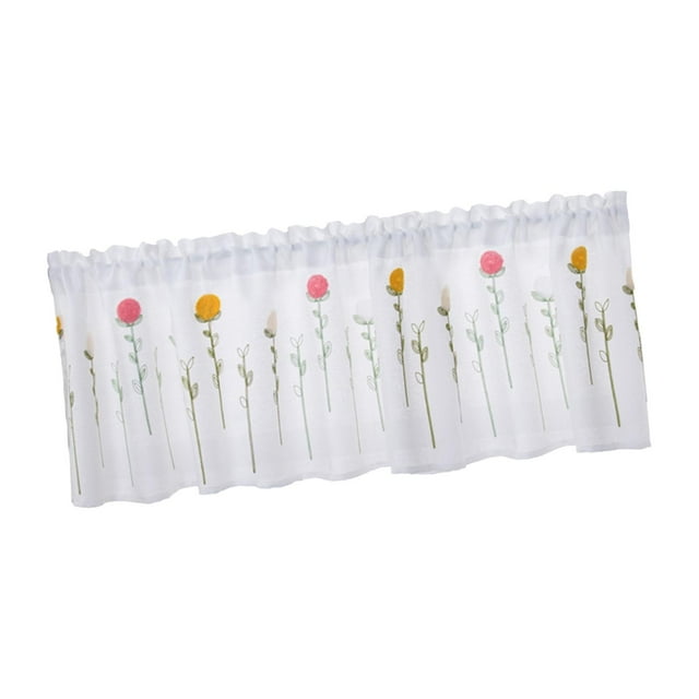 Cortinas de bolsillo para barra, cortinas cortas, cómodas cortinas de gasa semicortas, cortinas blancas para sala de estar, armario, ventana pequeña, Flor 132cmx46cm Soledad cortina de ventana