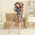 thumbnail image 3 of FORMRS Niños Bathrobe Unisex Hooded Robe Soft Plush Pajamas Sleepwear, Size 7-9T, Large Colorful Flowers Pattern, 3 of 7