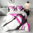 thumbnail image 3 of Manfei Abstract Brushstroke Queen Bedding, Watercolor Art Bedding Comforter Set Queen, Pink, Black and White, Gray Reversible 7pcs, 3 of 6