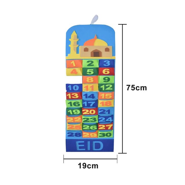 Calendario de Adviento de Ramadán Mubarak para niños, cuenta atrás de fieltro colgante, 30 días, regalos, suministros de decoraciones de Ramadán, novedad de 2022