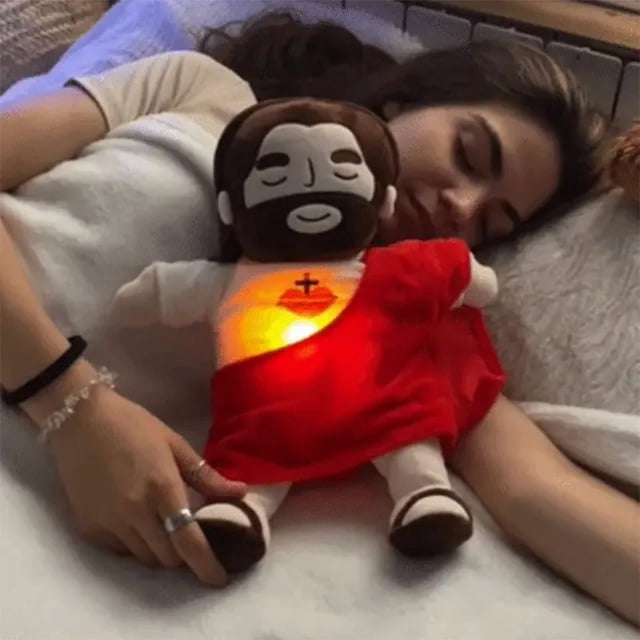 Peluche de Jesús con Respiración para Bebés - 4 Velocidades, Música, Luz Suave, Calmante, Compañero para Dormir, Regalo de Navidad
