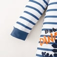 thumbnail image 5 of Infant Baby Boys Clothes Baby Boys One-piece Romper Bodysuit Long Sleeve Dinosaur Print Stripe Romper Jumpsuit Blue 6-9 Months, 5 of 7