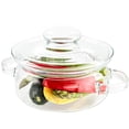 thumbnail image 1 of Simax Olla de Vidrio, Cazuela de vidrio de 1 cuarto, Olla para hervir con tapa, Asas resistentes al calor, Plato para servir, 1 of 3