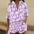 thumbnail image 2 of Women's 2 Piece Lounge Set Casual Baggy Short Sleeve Lapel Button Down Shirt and Drawstring Shorts Outfit Tracksuits Ladies Clothes, 2 of 8