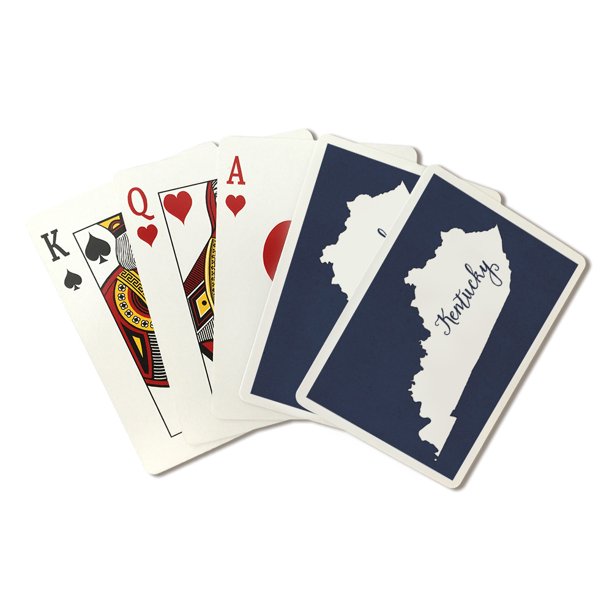 Kentucky, Home State, White on Navy, Lantern Press, Premium Playing
