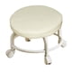 thumbnail image 4 of Silla con polea con asiento de cuero PU impermeable, taburete con ruedas, cojín cómodo, marrón claro, 4 of 9