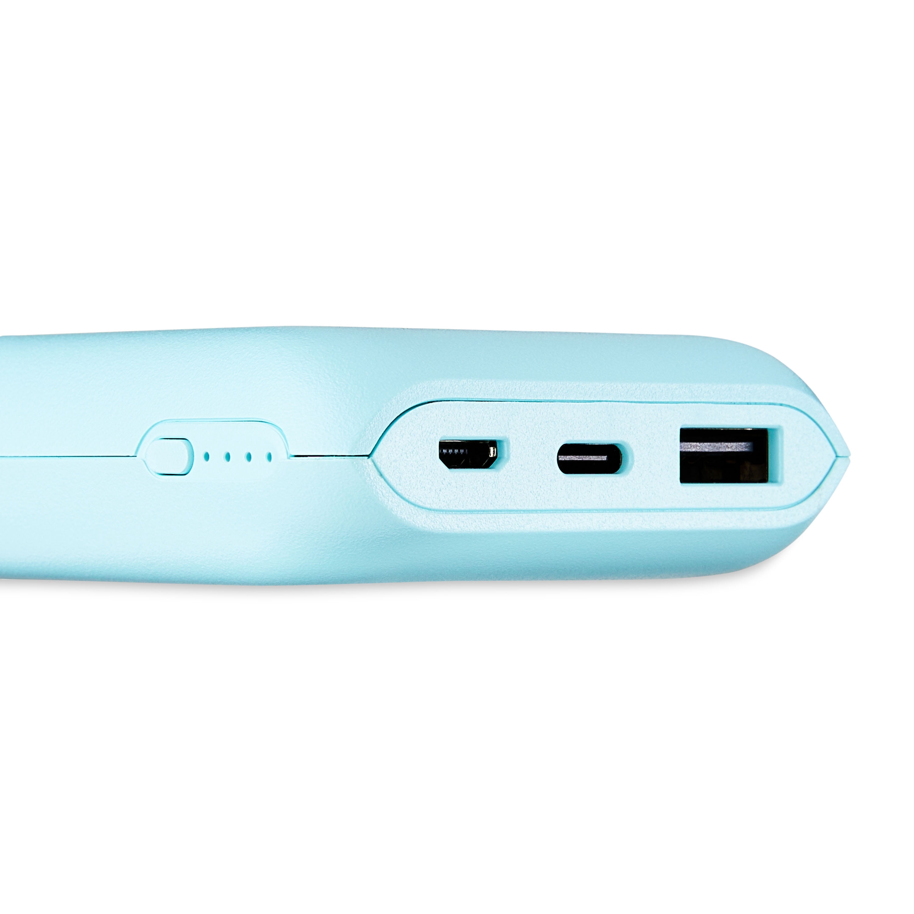 onn 8,000 mAh Portable Power Bank with USB-C/Micro-USB/USB ports, Aqua - Compatible with iPhone, Samsung Galaxy, Note, Pixel Devices, iPad, Airpods and more