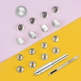 thumbnail image 2 of 50 Sets Press Studs Cap Button, Stainless Steel Snap Fasteners Kit with Hand Fixing Tools, Instant Metal Buttons No-Sew Clips Snap for Bags, Jeans, Clothes, Fabric, Leather Craft(Gold), 2 of 6