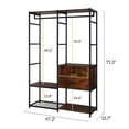 thumbnail image 6 of IVV Modern Wardrobe Organizer with Clothing Hanger Rod, 2 Drawers, Shoe Bench, Heavy Duty Metal Clothes Rack, Brown & Black, 6 of 8