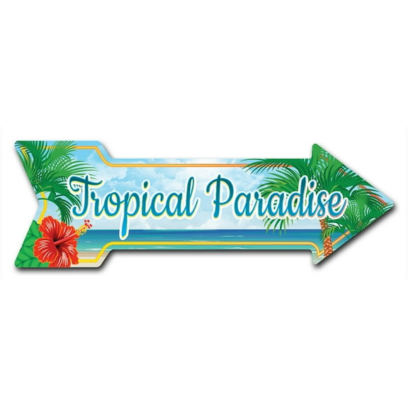 SignMission 12 x 36 in. Indoor & Outdoor Decor Direction Sticker Vinyl Wall Decals - Tropical Paradise - 24 in.