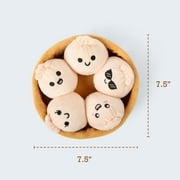 Emotional Support Pals Dumplings, 5 Soft Dumpling Plush Toys with Carrying Basket, Cute Collectible Food Plush