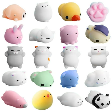 Binmer Mini Squishies Kawaii, 20 Pcs Animal Squishies Mochi Squeeze Toys Soft Squishy Release ...