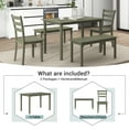 thumbnail image 5 of Paproos 5 Piece Dining Table Set, New Upgraded Wooden Kitchen Table with 2 Dining Chairs and 2 Benches Set, Farmhouse Style Dinette Set Wood Dining Room Table Set for 4-6, Green, 5 of 16