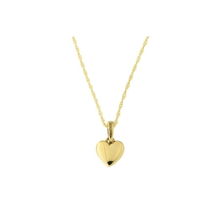 Fancy Puffed Heart - 14k Yellow Gold Small Puffed Heart Pendant Necklace, 13 15 16 18 20 or 22
