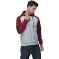 thumbnail image 4 of Weilanxin Men's Color Block Pullover Fleece Hoodie Casual Hooded Sweatshirts Tops Full Zip Jacket with Pocket Athletic Hoodies For Men Wine Red Contrast Light Grey S, 4 of 10