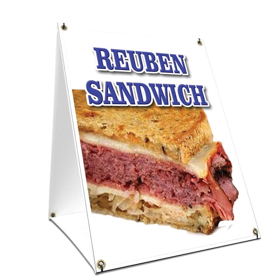 A-frame Sidewalk Reuben Sandwich Sign With Graphics On Each Side | 18" X 24" Print Size