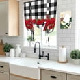 thumbnail image 5 of Valentine's Day Tie Up Curtains for Windows, Adjustable Balloon Window Shades, Red Roses Floral Leaves Buffalo Plaid Kitchen Window Treatments Farmhouse Short Curtains with Rod Pocket 42"x45", 5 of 8