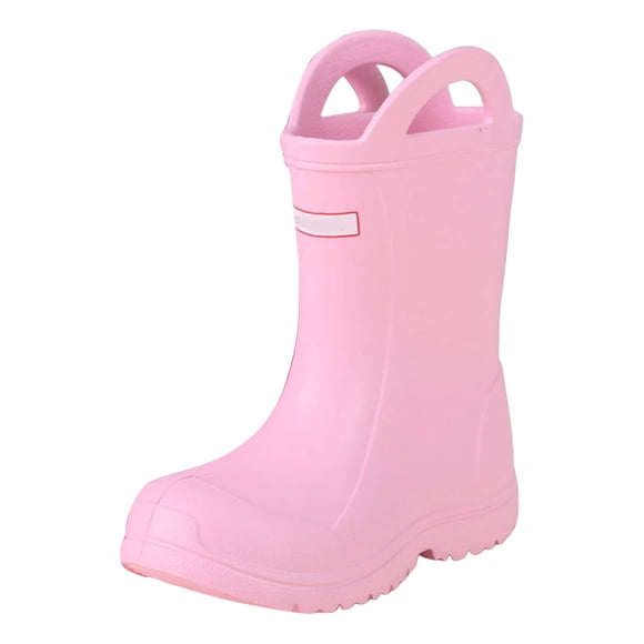 Splozh Kids Rain Boots Girls' Mid Calf Round Toe Tote Rain Boots for Toddlers Children Pink,4-4.5 Years
