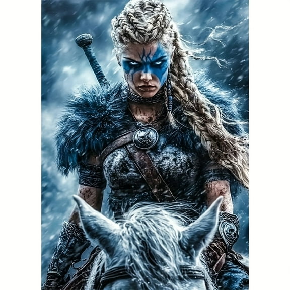 5D DIY Artificial Full Diamond Painting Set - Adult Beginner, Norse Warrior on Horseback Art Set Diamond for Home Wall Decor & Gift - Perfect for Art Lovers & Adults