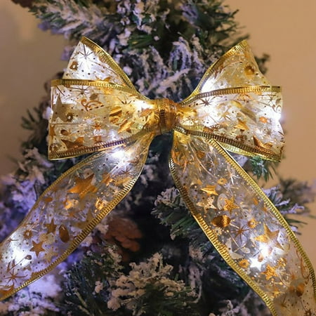 

4M Led Ribbon Christmas Tree Topper Lights Xmas Tree Ribbon Bows Party Ornament 5