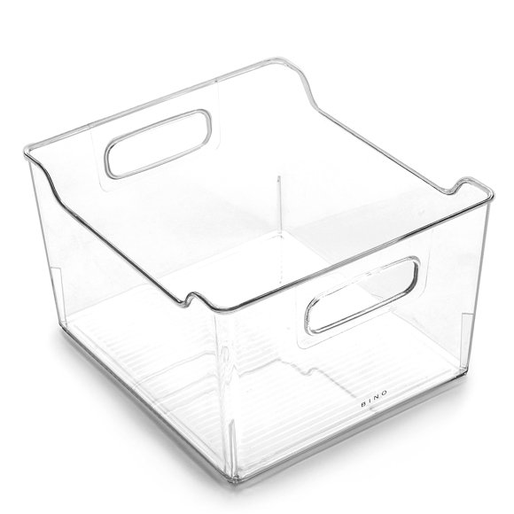BINO | Clear Storage Organizer | THE LODGE COLLECTION | Containers for Organizing with Handles| Pantry & Kitchen Organization | Fridge Organizer | Bathroom Organizer | Storage Bins For Shelves Cabinet
