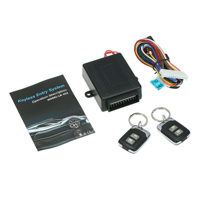 Graflsoa Universal 12V Car Central Locking System with 2-Button Remote Control, Black Plastic Design, 433.92MHz Frequency, 50-80m Range, Easy Installation Kit Included