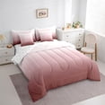 thumbnail image 3 of Feelyou Rosy Brown Gradient Bedding Comforter Set 7pcs for Adult, Modern Art Abstract King Bedding Sets, Simple Fashion Theme Reversible Bed Sheets, Breathable Home Decor, 3 of 8