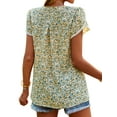 thumbnail image 5 of ZXSXSY Women Floral Print Petal Short Sleeve Notch V Neck Blouse, 5 of 6