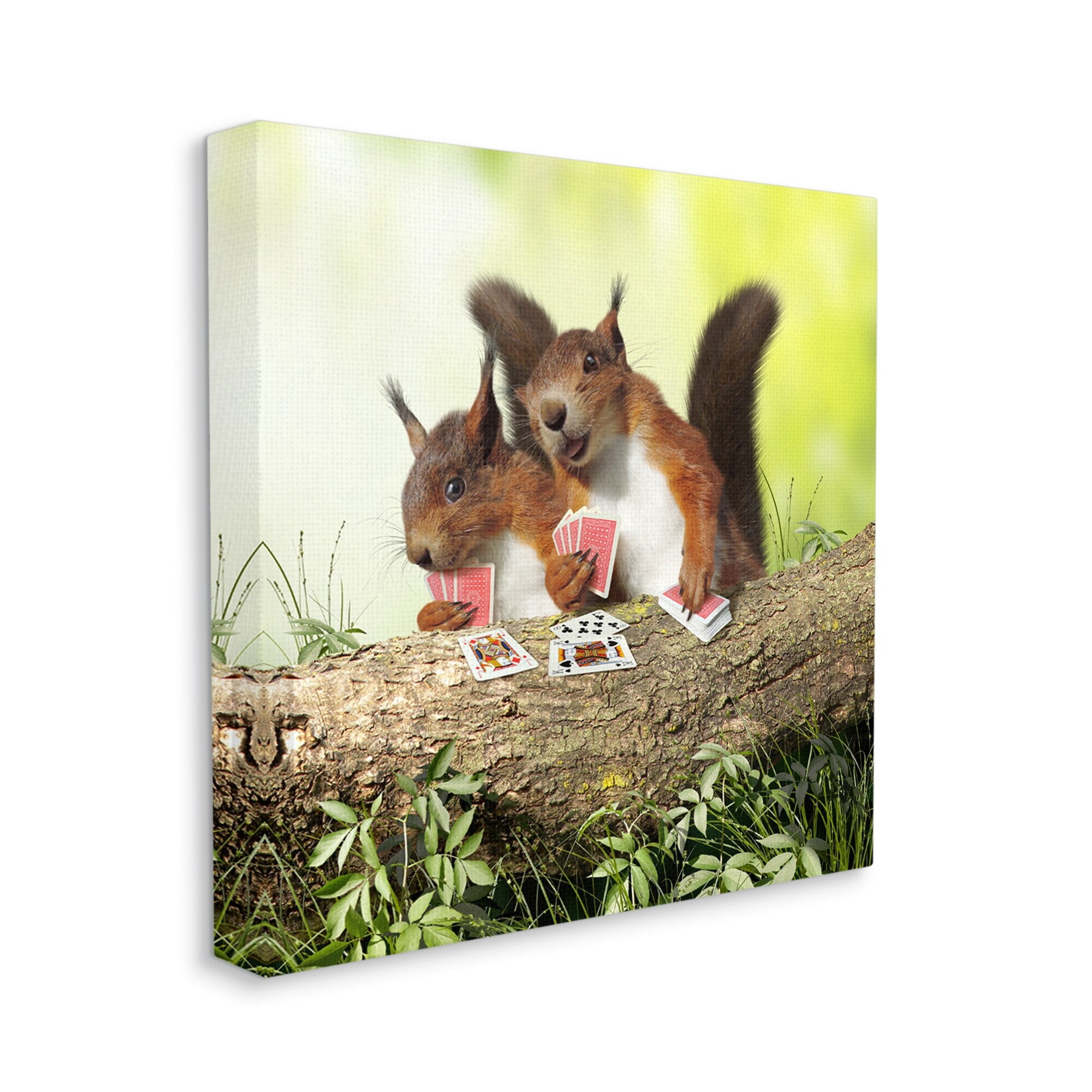 Stupell Industries Silly Squirrels Playing Card Games Tree Branch Photograph Gallery Wrapped Canvas Print Wall Art, Design by Chiara