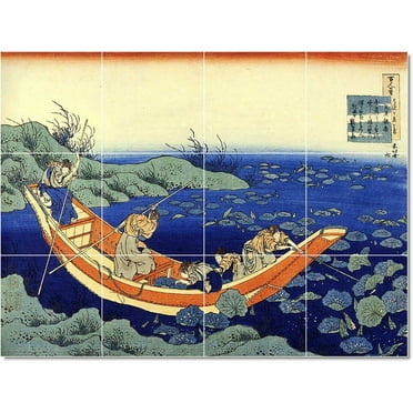 Ceramic Tile Mural-Katsushika Hokusai Ukiyo-E Painting 11. 17" w x 12.75" h using (12) 4.25 x 4.25 ceramic tiles