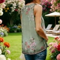 thumbnail image 2 of TaTaai Womens Casual Gathered Crew Neck Printed Sleeveless Chiffon Top Soft Lightweight Breathable Fashion Blouse Versatile For Daily Wear Party Gatherings Gift, 2 of 8