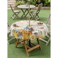 thumbnail image 4 of Outdoor Tablecloths with Umbrella Hole & Zipper, Daisy Spring Floral Round Tablecloth 54 Inch, Farmhouse Botanical Green Leaves Vintage Art Waterproof Table Cloth, Patio/Pool/Picnic Table Covers, 4 of 8