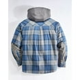 thumbnail image 2 of Venado Men's Quilt Lined Flannel Shirt Jacket with Hood - Reflective Winter Coat for Men (Vintage Blue, Large), 2 of 4