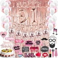 thumbnail image 2 of 91st Birthday Decoration Rose Gold, 91 Party Supplies Decoration, 91st Sash, 91 Cake Topper, 91st Photo Props, confetti Balloons, Curtain, 2 of 4