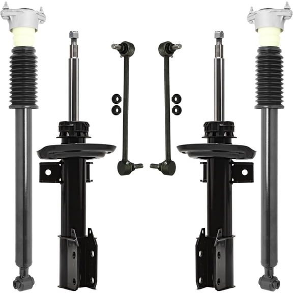 Detroit Axle - 6pc Bare Struts Shocks for 2013-2015 Mercedes-Benz GLK250 2010-2015 GLK350, 2 Front Bare Strut Shocks Assembly 2 Rear Shock Absorbers 2 Front Sway Bars 2014 Replacement