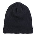thumbnail image 5 of ManxiVoo Unisex Winter Warm Knitted Beanie with Grid Diamond Design and Soft Pile Lining for Ear Protection in Cold Weather Outdoor Activities Navy, 5 of 5