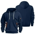 thumbnail image 4 of Hoodies for Men Quater Zip Up Pullover Sweatshirt Casual Workout Mens Hoodies with Pockets, Navy, Size XXXL, 4 of 6