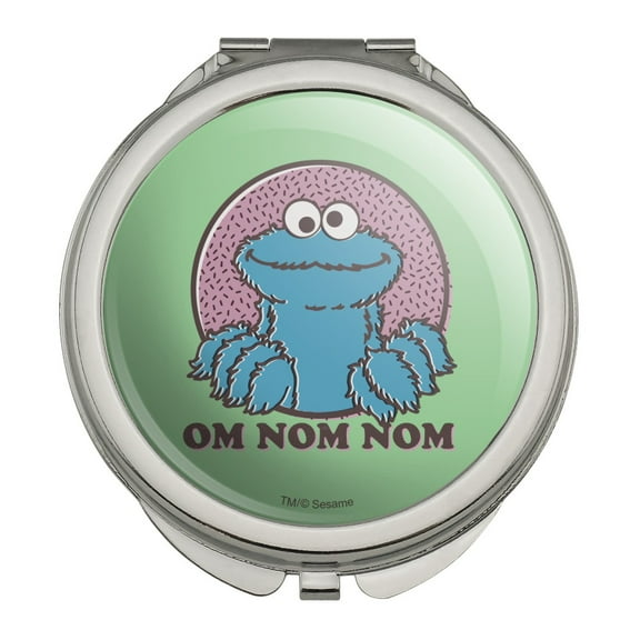Sesame Street Cookie Monster Om Nom Nom Compact Travel Purse Handbag Makeup Mirror