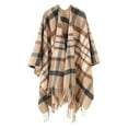 thumbnail image 2 of Women's Plaid Blanket Scarf Shawl Wrap Warm Cozy Winter Poncho Cape with Tassels Stylish Oversized Checkered Design, 2 of 3
