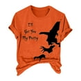 thumbnail image 4 of HCURIBAD Clearance! T Shirts for Women, Graphic Tees Women's Halloween Witch Print Crew Neck T Shirt, Funny T-shirts, Womens Casual Tops, Clearance Sale Orange 2XL, 4 of 4