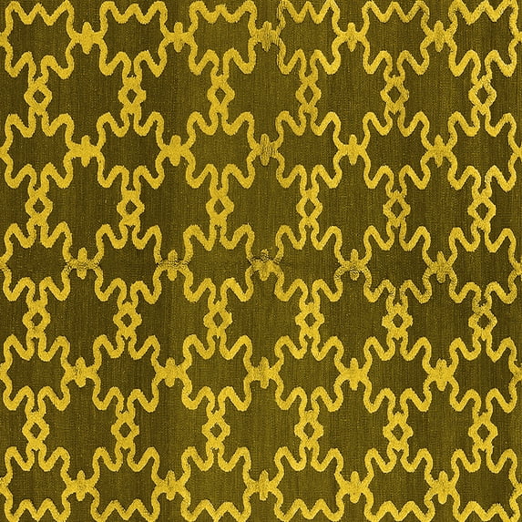 Ahgly Company Indoor Square Oriental Yellow Industrial Area Rugs, 4' Square