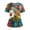 03#Green, variant on Women's Hawaiian Printed Medical Scrub Tops - Plus Size Stretch V-Neck Short Sleeve Nursing Uniform for Hospital/Clinic Work Blue L