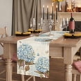 thumbnail image 2 of Table Runners 70 Inches Long Dress Scarves, Blue Hydrangea Farmhouse Coffee/Dining/Kitchen Table Decor, Holiday Table Runner, Spring Floral Leaves Butterfly Vintage Beige 13x70 Inch, 2 of 9